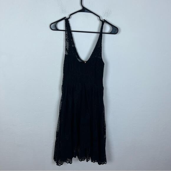 Free People Black Lace Mini Dress - Picture 1 of 8